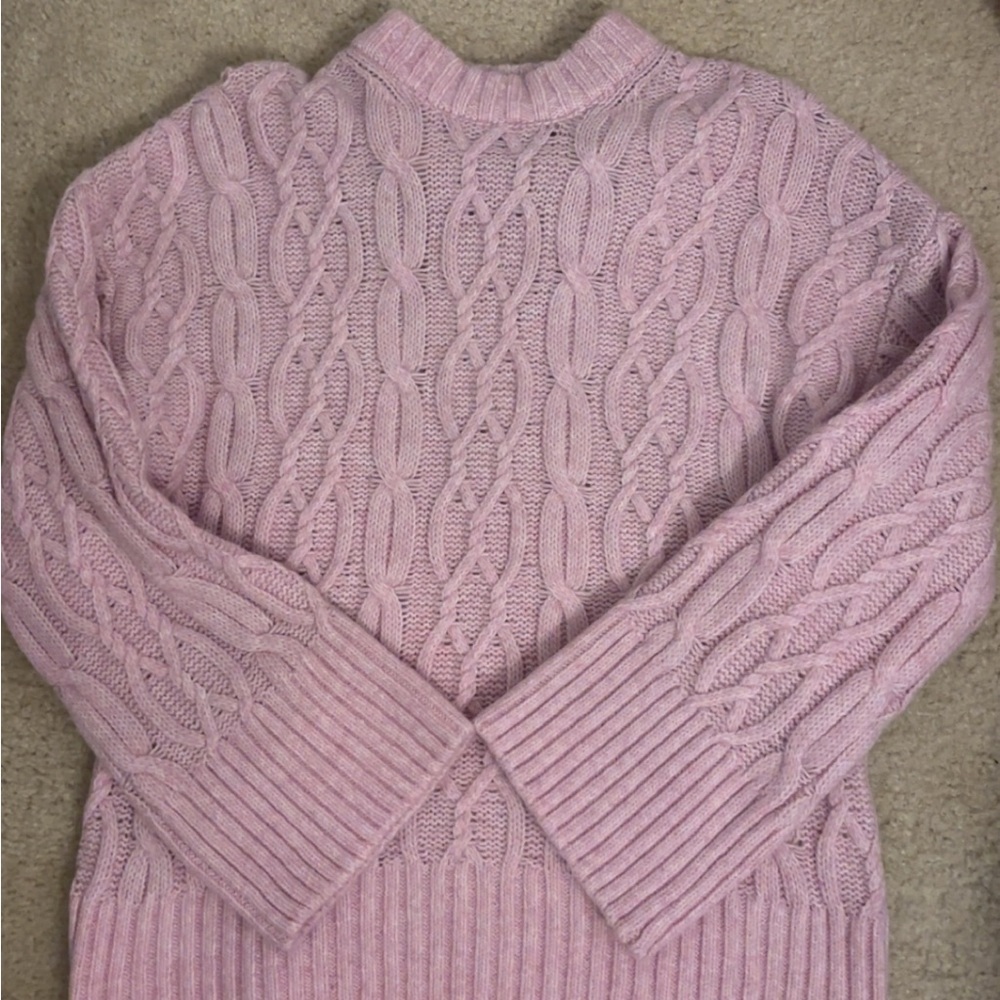 H&M Pink Cowl Neck Sweater with Cable Knit Design